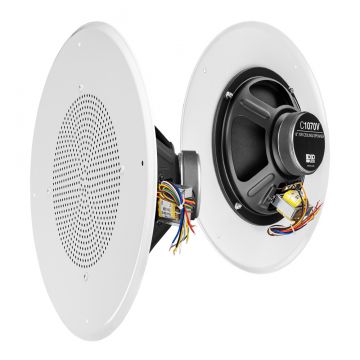 8" In-Ceiling 25/70V Commercial Speaker w/ 12" Grill & 5W, 2.5W, 1.25W, 0.63W, 0.32W Taps - C1070