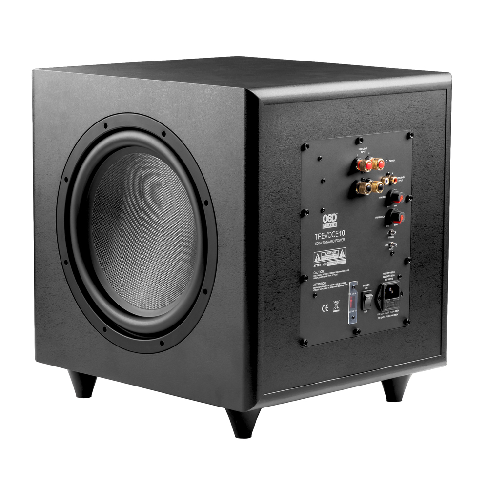 OSD Black Trevoce10 Triple 10" Powered Subwoofer 500W, Faux Leather