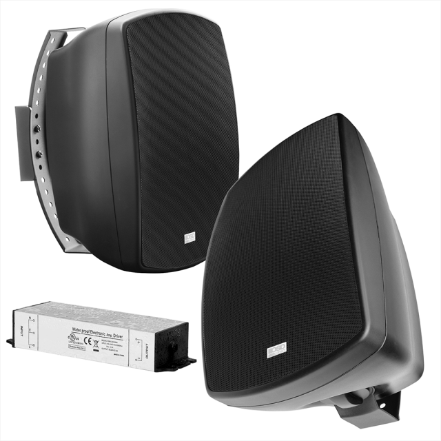 6.5" Bluetooth Outdoor Patio Speaker Pair 150W, IP54 Rated, Full Motion Bracket, Black/White BTP650