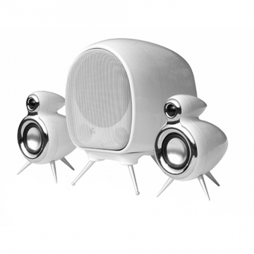 Classic Retro Speaker System with Built-in Amplifier, White