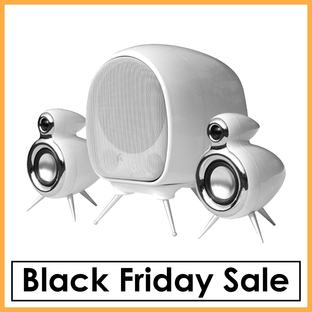 Classic Retro Speaker System with Built-In Amplifier, Black or White