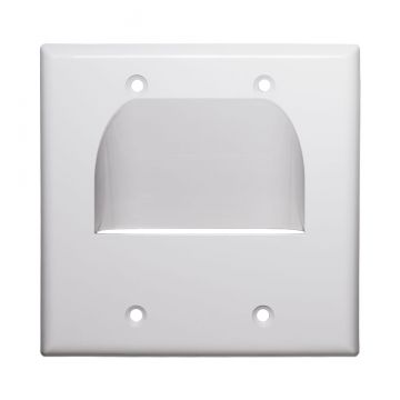 OSD Inverted Pass Through Wall Plate, White, Double Gang, Cable Management for Home Theaters