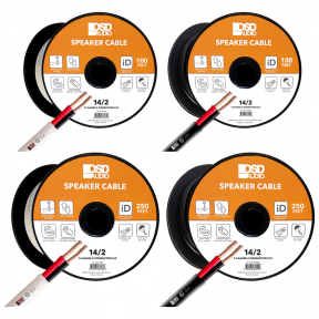 100Ft and 250Ft 14 Gauge 2-Conductor Speaker Cable Length - White or Black Spool