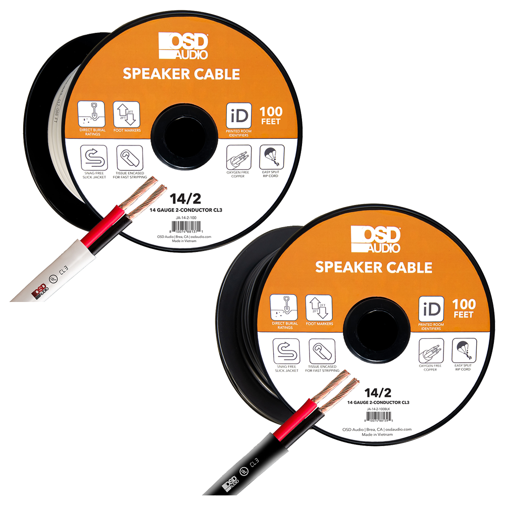 Outdoor Speaker Depot 100Ft 14 Gauge 2Conductor Speaker Cable Length