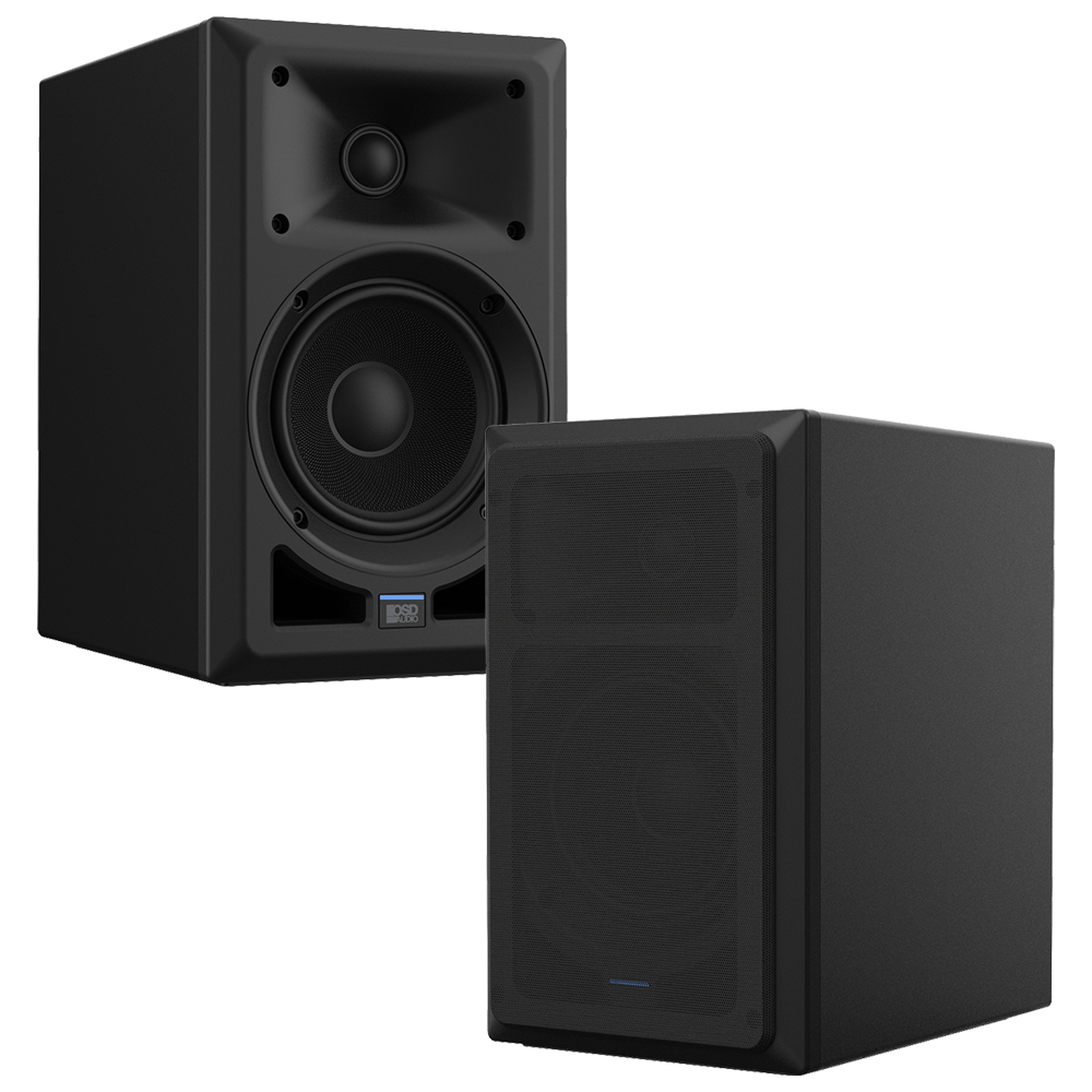 OSD Nero AB5 5.25" Bi-Amp Zero Phase Studio Monitor Speaker Magnetic Cover Pair
