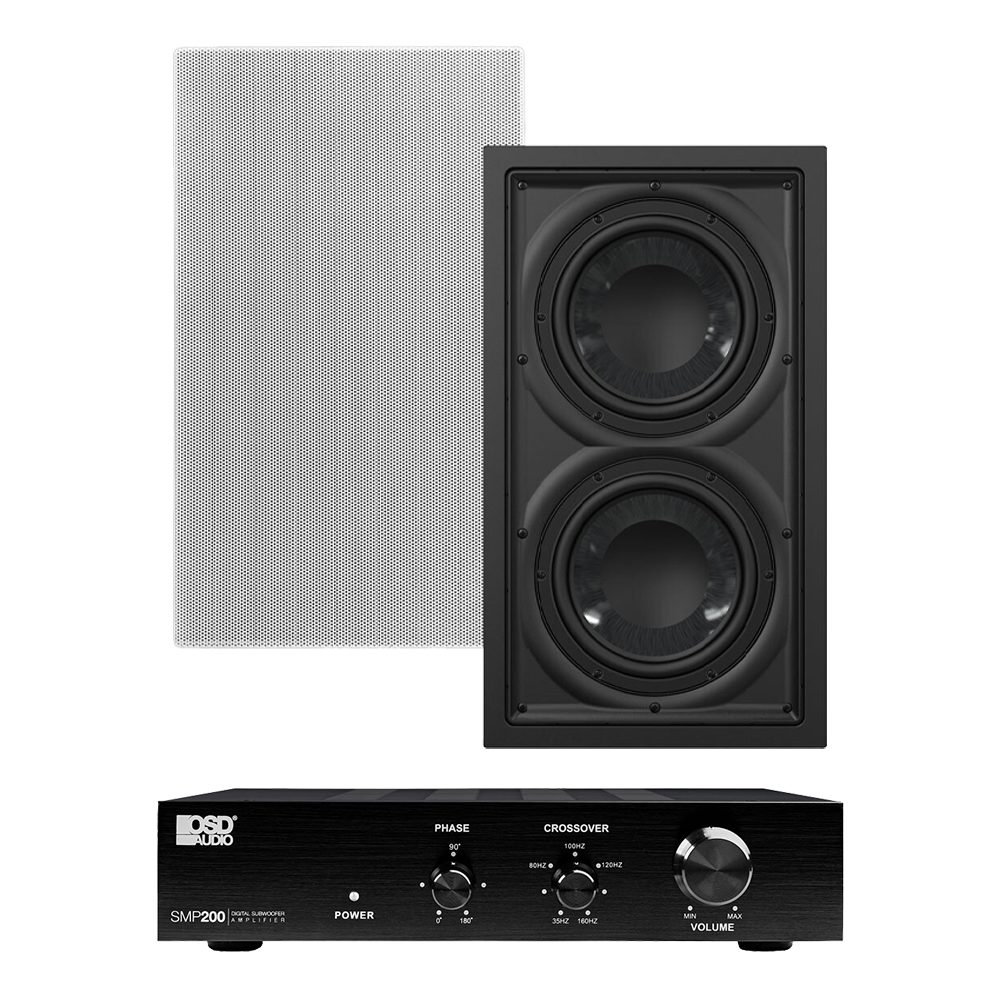 Outdoor Speaker Depot OSD Black In wall 300W Sub, Dual 8" Woofers