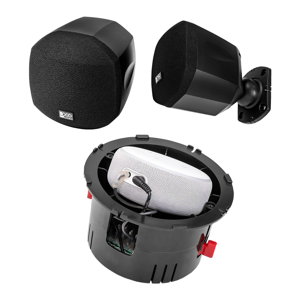 Nero Vox Flush Mount In Wall Amplifier + Nero Mini 3" Cube Speaker Mountable Swivel
