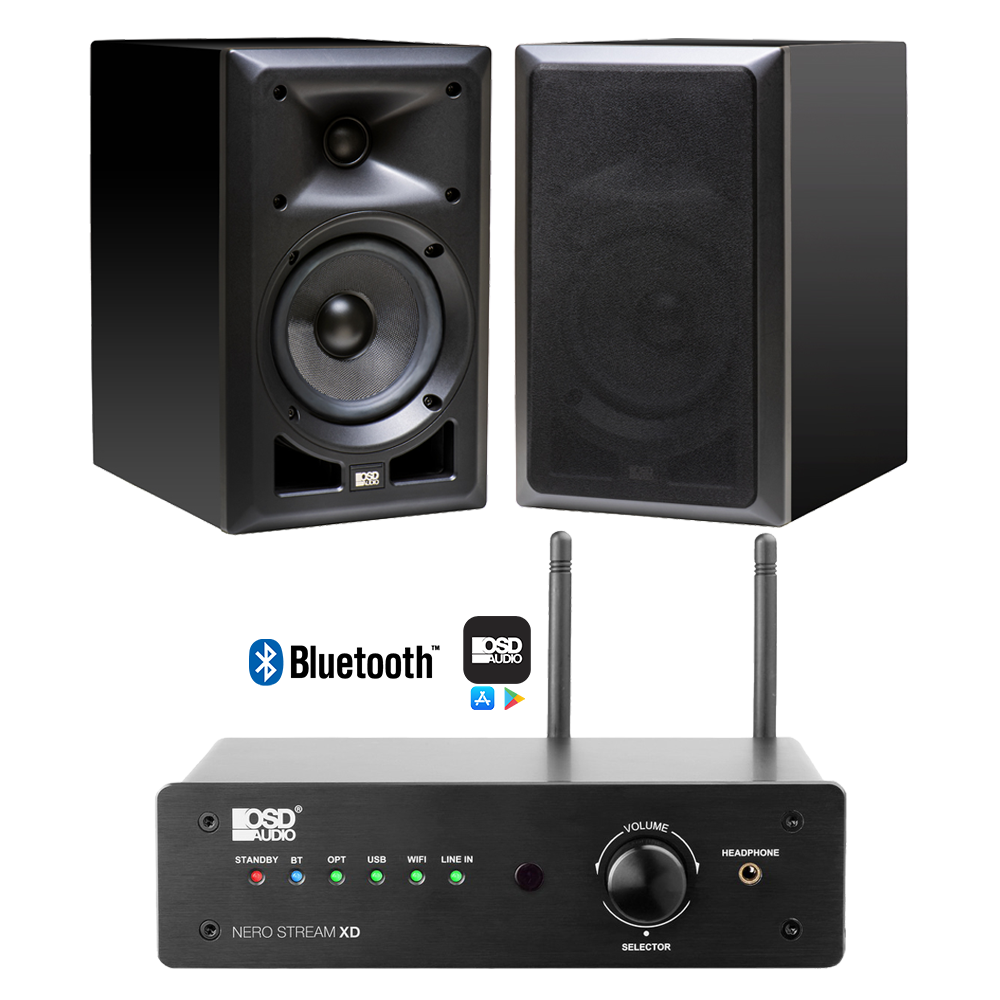 Nero Stream XD Amplifier, WiFi, Bluetooth, Optical, RCA + Nero MB5 5.25" Woofer Speaker Pair