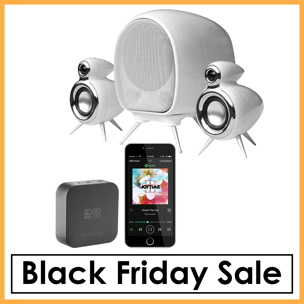 Classic Retro 2.1 Speaker System W/ Built-In Amplifier + Wi-Fi Wireless Streaming Receiver Module
