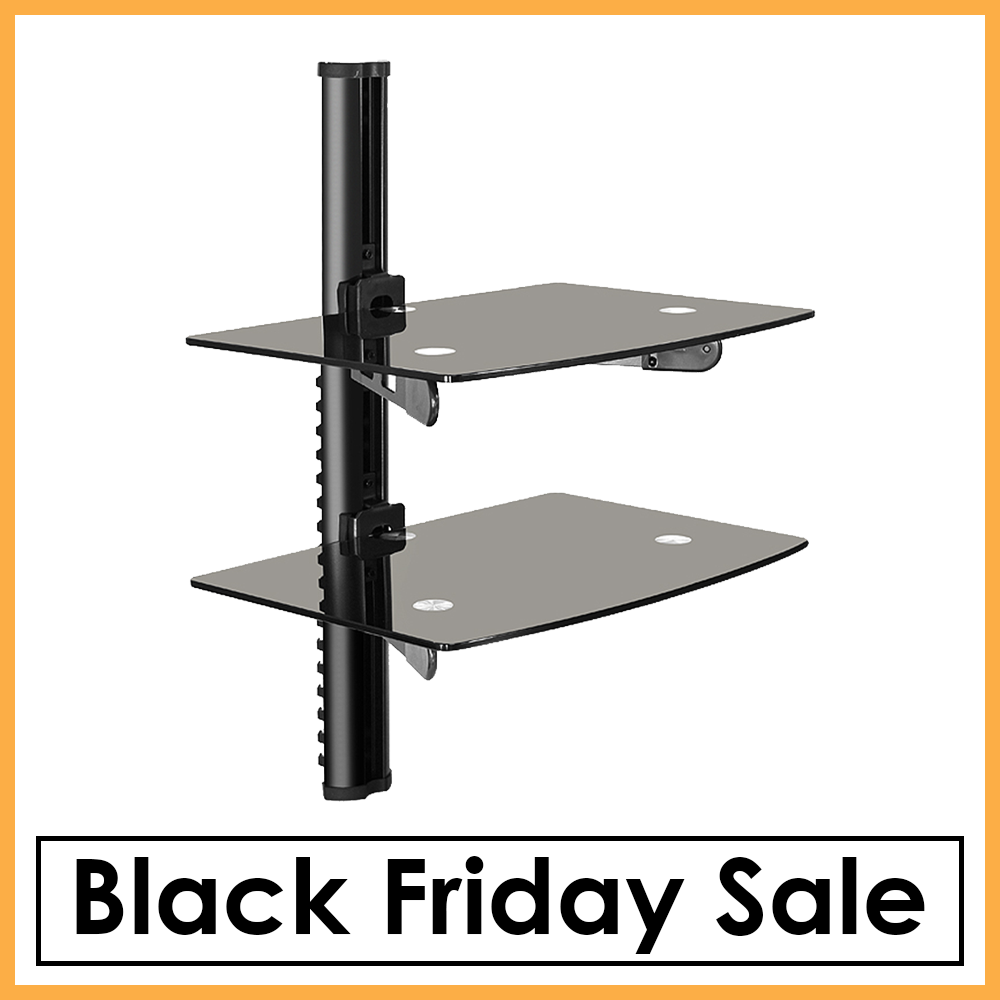 OSD 16" Floating Glass Wall Mount Dual Shelf for A/V Equipment