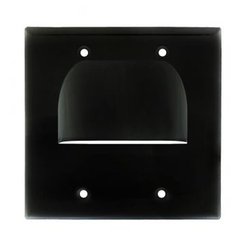 OSD Inverted Pass Through Wall Plate, Black, Double Gang, Cable Management for Home Theaters