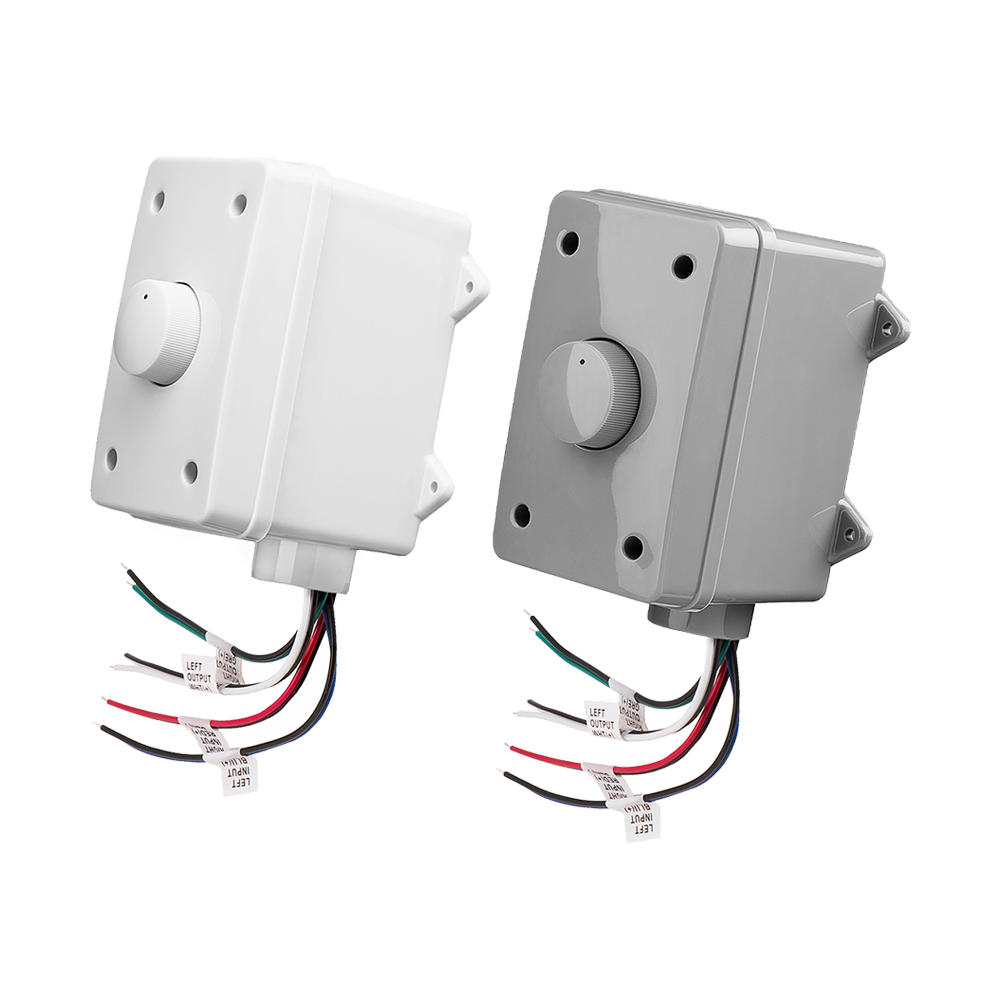 300W Rotary Outdoor Volume Control, Impedance Matching and Weather Resistant, White or Grey, OVC300