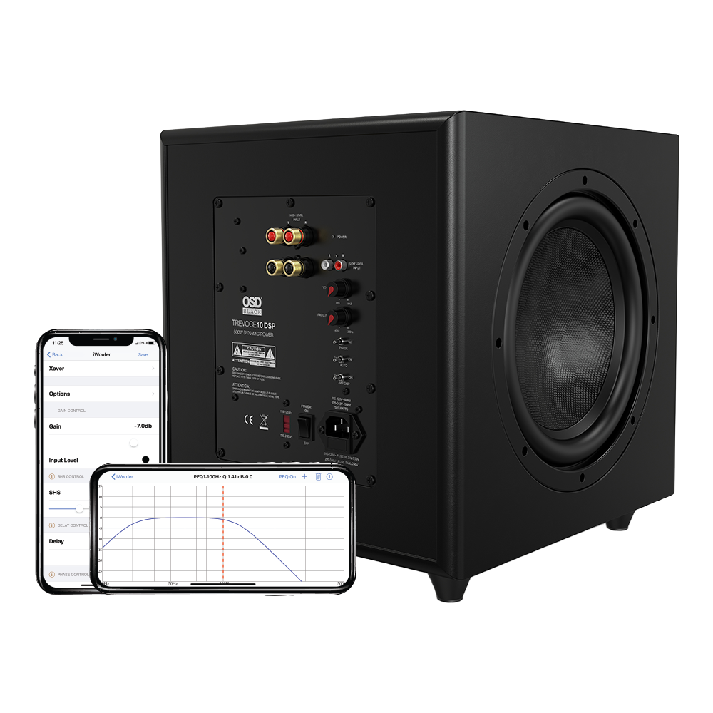 OSD Trevoce 10 EQ DSP - 10" Triple Driver Powered Subwoofer 500W, DSP App Control, Faux Leather