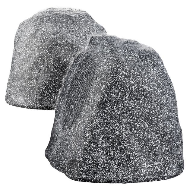 8" Outdoor Rock Speaker Pair 200W, Weather-Resistant, High Performance - Brown/Granite Grey - RX805