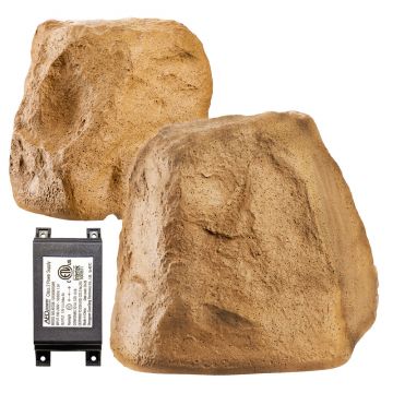 Open Box - 5.25" Bluetooth 5.0 Weather Resistant Rock Speaker Pair, Brown - BTR150