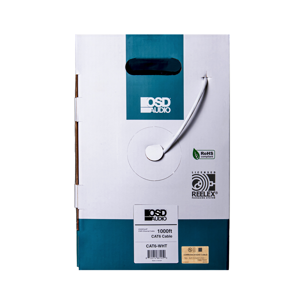 thumbnail image 2 of Dripstone CAT6 1000ft Bulk Ethernet Cable – 23AWG Solid UTP, 550Mhz, CCA, White 2 of 6