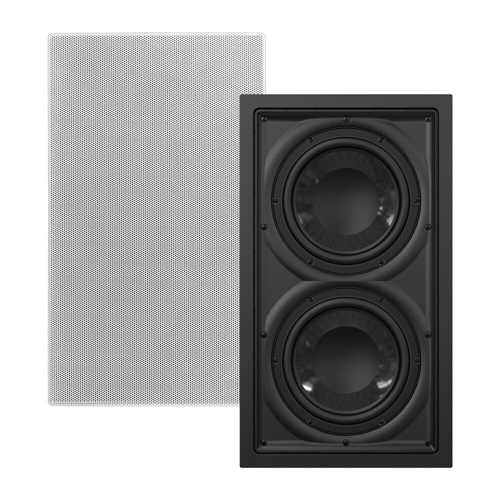 OSD Black In Wall 300W Subwoofer Dual 8" Graphite Cones Magnetic Grill IWSDUAL8