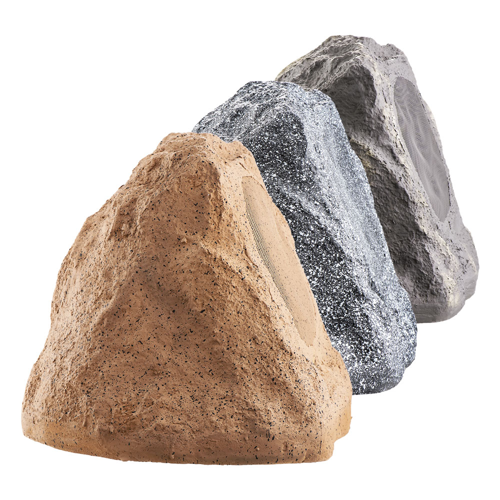 6.5" High Power Outdoor Weather-Resistant Rock Speaker Pair - Brown, Dark Grey or Light Grey - RS670