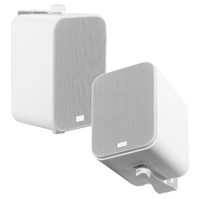 4" Compact Outdoor Patio Speaker Pair 80W, 3-Way Design, Weatherproof IP54 Rated, White/Black AP450