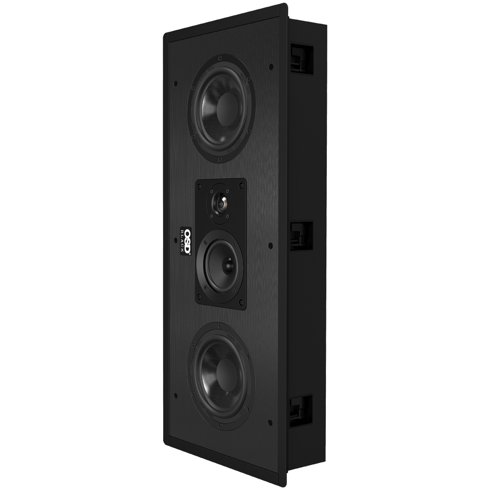 OSD Black T65 Dual 6.5" In-Wall LCR Speaker, 4" Midrange, 1" Titanium Dome Tweeter (Single)