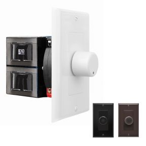 100W In-Wall Volume Control Rotary Knob w/ Speaker Impedance Matching (White, Black, Brown) SVC-100