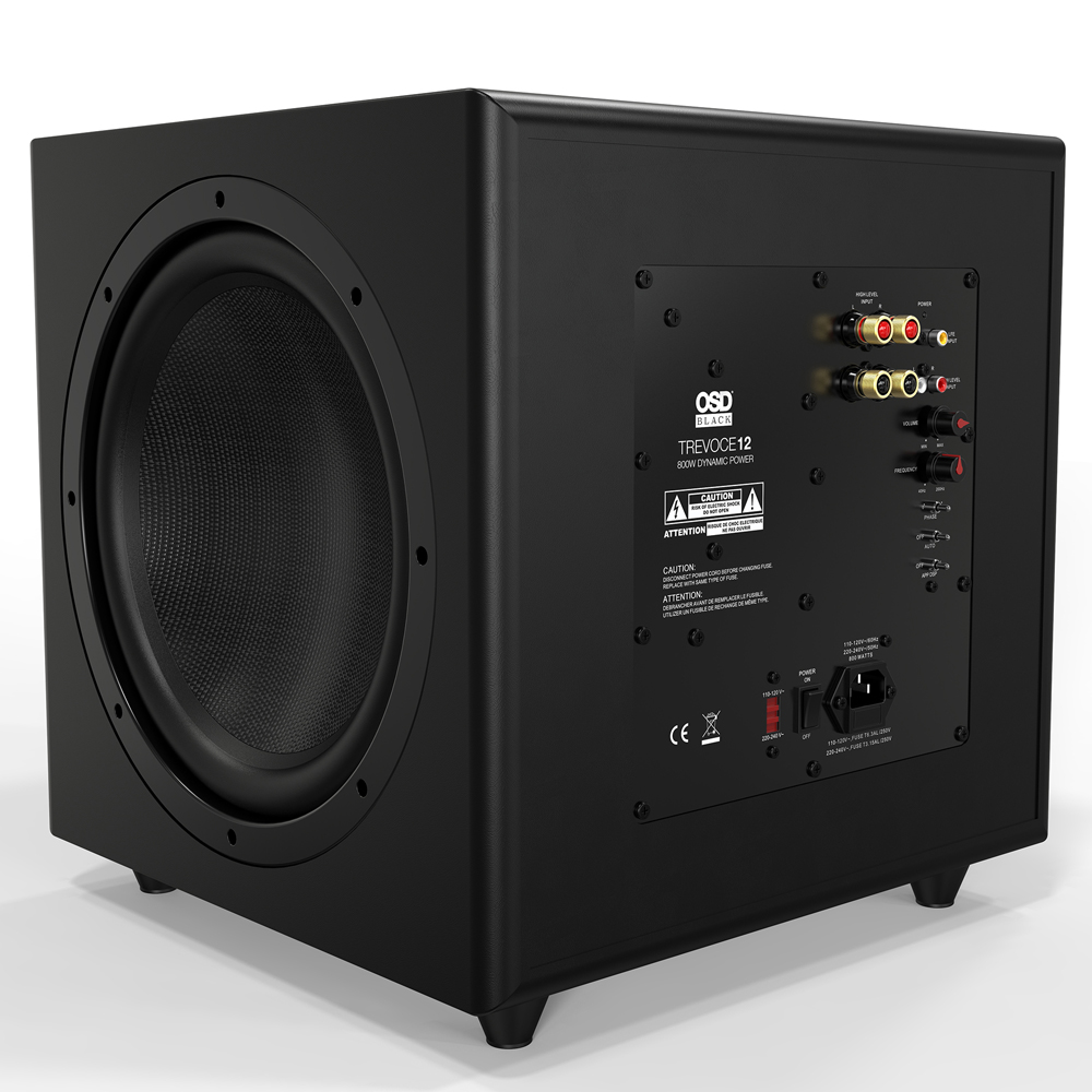 OSD Trevoce 12" Triple Driver Active Subwoofer 500W, Native EQ 15Hz Bass Response, Faux Leather