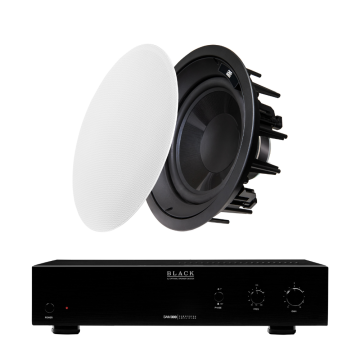 OSD Black 200W 10" In Ceiling Subwoofer w/ Mounting Bracket + 300W Class A/B Sub Amplifier Bundle