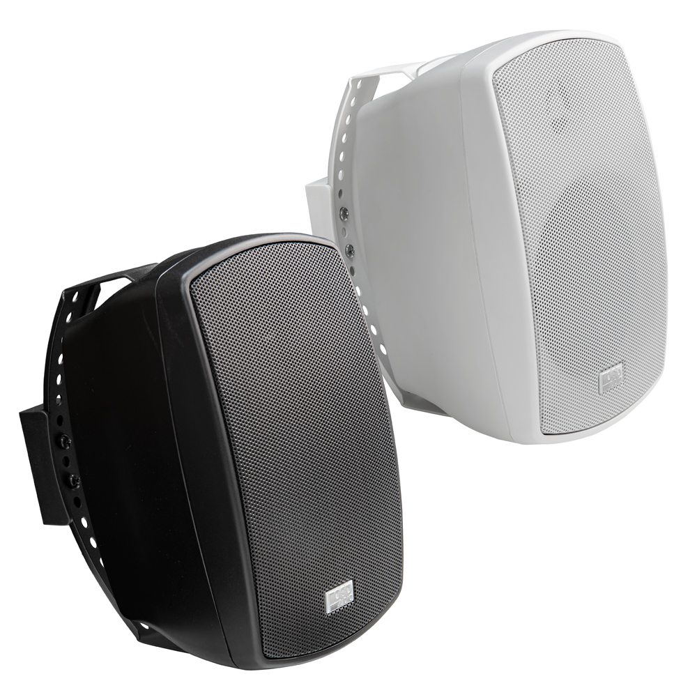 4" Outdoor Patio Speaker Pair, 60W RMS and 70V, IPX6, Full Motion Bracket, White/Black