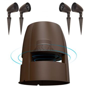 4X LS2 Landscape Speakers + Outdoor 8" Omni Powered Subwoofer - Easy Install Complete Package