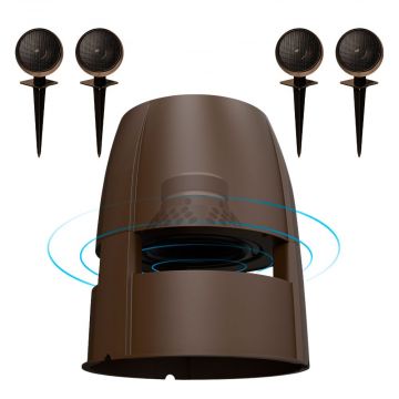 4X LS3 Landscape Speakers + Outdoor 8" Omni Powered Subwoofer - Easy Install Complete Package