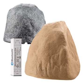 Open Box - 8" Wireless BT 5.0 Outdoor Rock Speaker Pair 150W, Browm, Grey or Slate BTR805