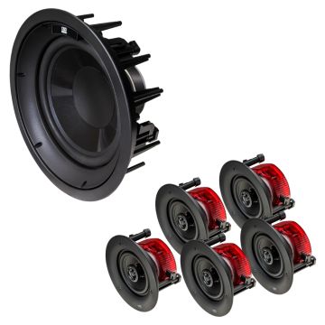 OSD Black 200W 10" In Ceiling Subwoofer w/ Bracket + x5 4" In Ceiling Speaker Bundle