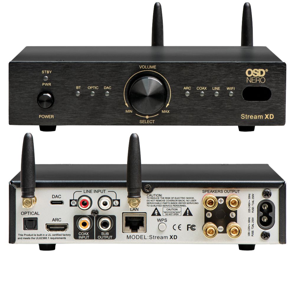 OSD Nero Stream 150W App Control Amplifier, Compact Design, Built-In DAC, WiFi, Wireless BT