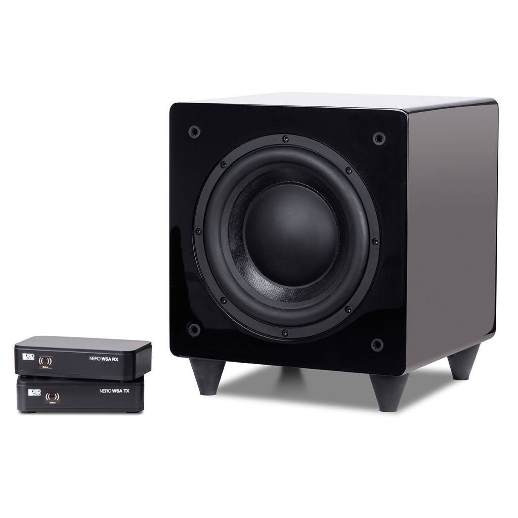 NERO-DUALX8DSP 300W Powered Subwoofer + NERO-WSA Wireless Subwoofer Transmitter/Receiver Kit Bundle